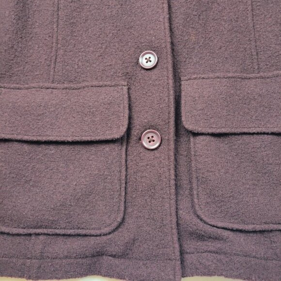 LL Bean Womens Bellandi Wool Jacket Size 1X Italy Pea Coat Eggplant Purple - Picture 2 of 16